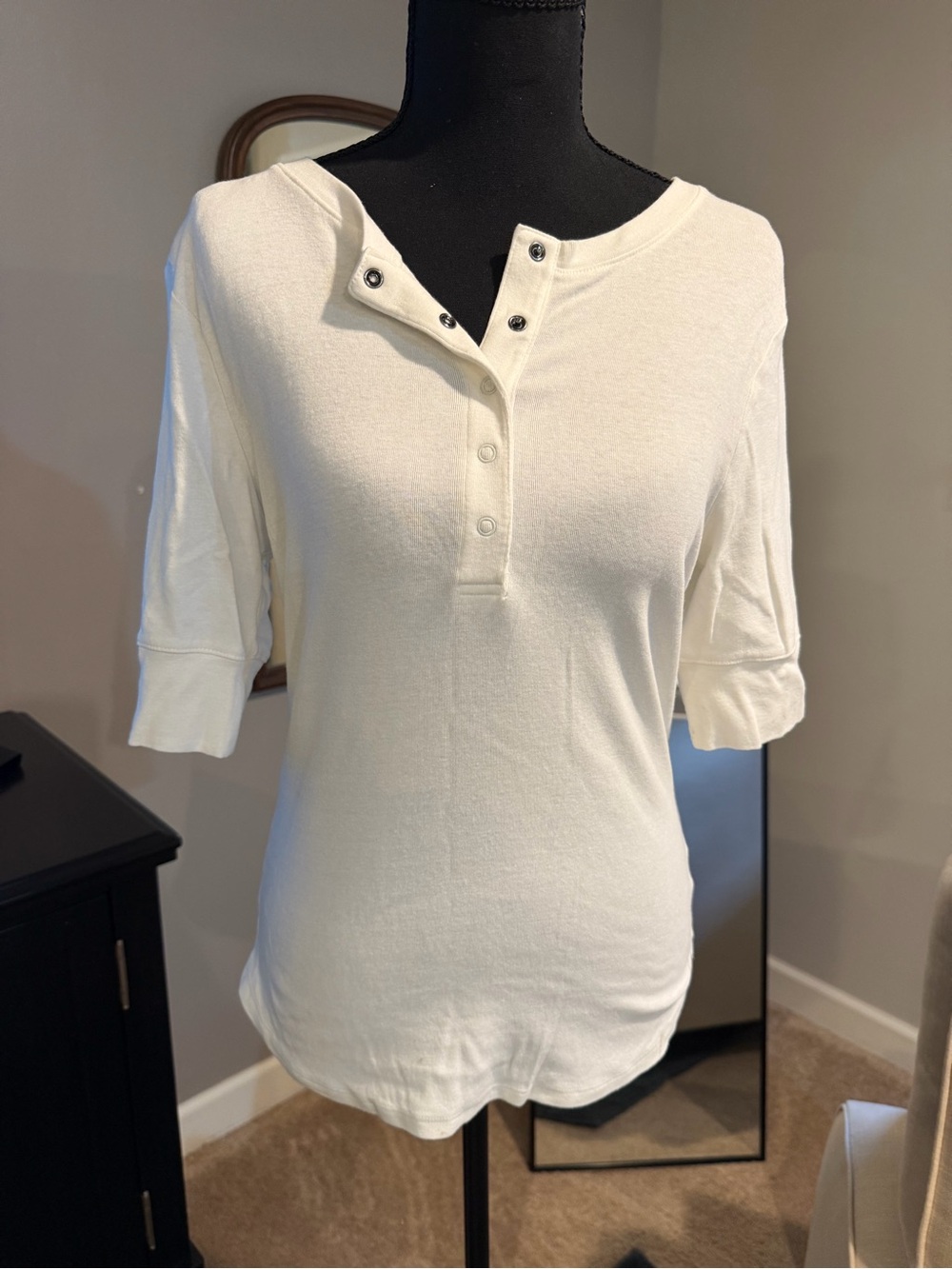 Target Cream Short Sleeve Henley Top